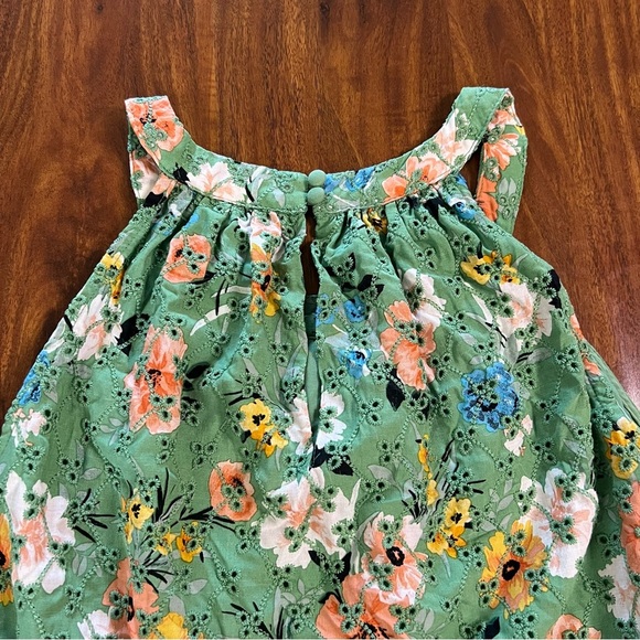 Torrid Green Floral Babydoll Eyelet Tiered Sleeveless Top size 0 - Picture 10 of 10